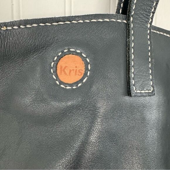 KRIS Designs Handmade Large Navy Leather Tote India - Picture 6 of 16